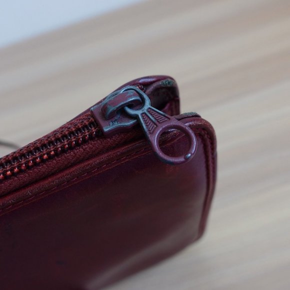 Vintage Celine Bag Leather Crossbody Shoulder Sling Purse Burgundy Weave RARE - Picture 15 of 16